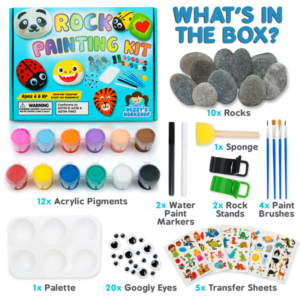 Syncfun 12 Rock Painting Kit for Kids Arts and Crafts for Girls