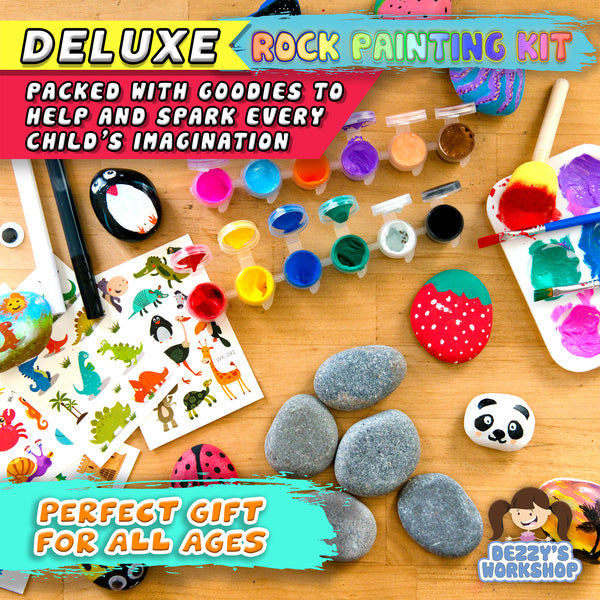 Deluxe Rock Painting Kit Arts Crafts Set Waterproof Paints Supplies  Activities